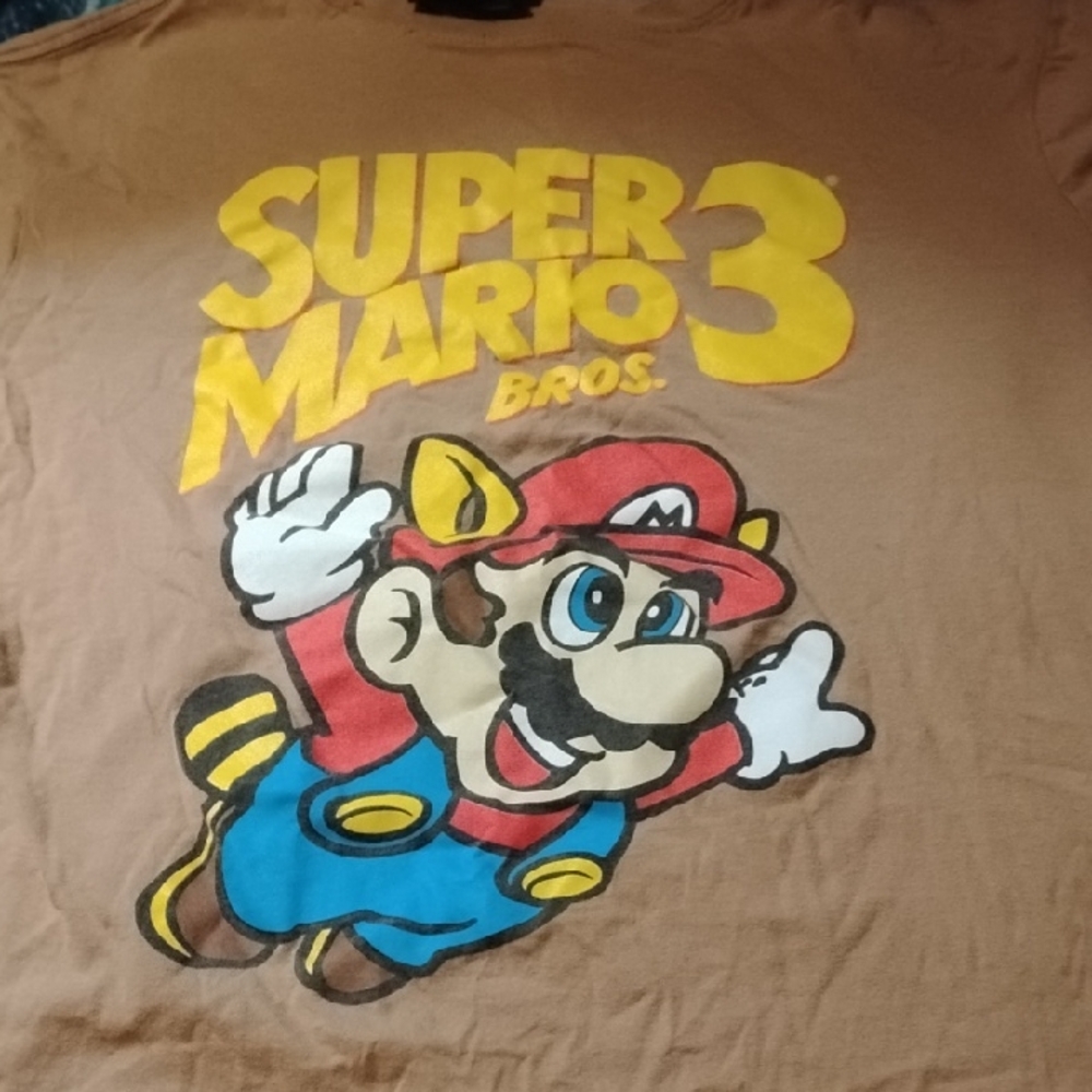 Men's Brown Vintage Large Super Mario Bros. 3 Take Cover Canada Shirt Nintendo